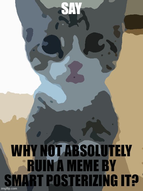 nooby oogler the goobly boobert | SAY; WHY NOT ABSOLUTELY RUIN A MEME BY SMART POSTERIZING IT? | image tagged in i just want friends who love cats drink copious amounts of wine | made w/ Imgflip meme maker