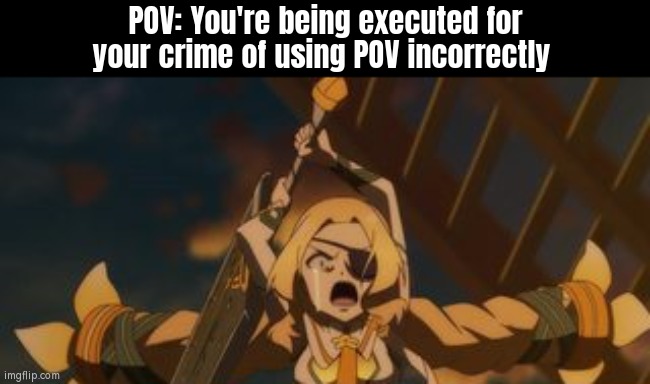 Always use POV correctly, or you'll regret it. | POV: You're being executed for your crime of using POV incorrectly | image tagged in memes,funny,pov,incorrect | made w/ Imgflip meme maker