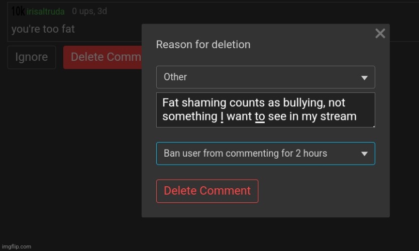 W or L mod? This guy is def underage too, considering giving them a long ban | made w/ Imgflip meme maker
