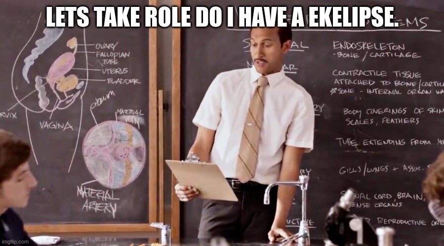 Substitute Teacher | LETS TAKE ROLE DO I HAVE A EKELIPSE. | image tagged in substitute teacher | made w/ Imgflip meme maker