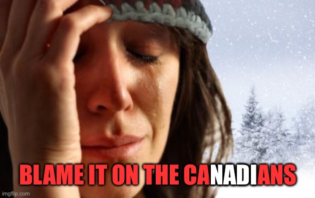 1st World Canadian Problems Meme | BLAME IT ON THE CANADIANS NADI | image tagged in memes,1st world canadian problems | made w/ Imgflip meme maker