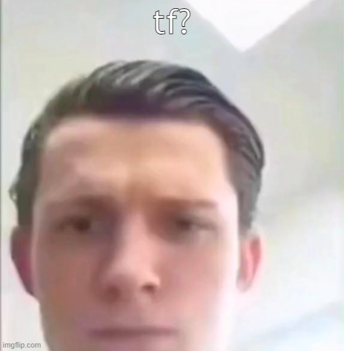 Tom Holland | tf? | image tagged in tom holland | made w/ Imgflip meme maker