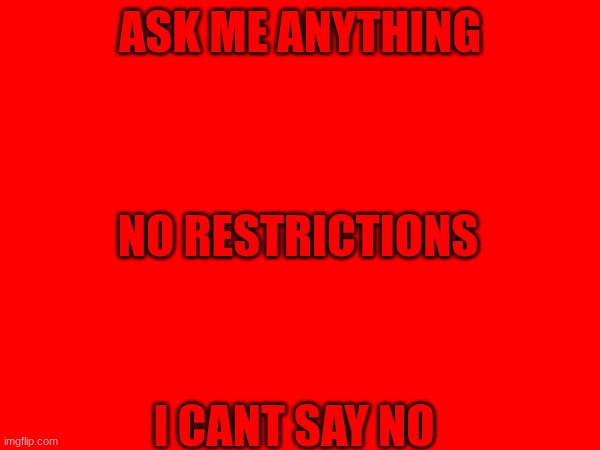 im bored | ASK ME ANYTHING; NO RESTRICTIONS; I CANT SAY NO | made w/ Imgflip meme maker