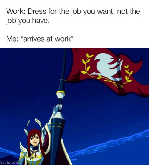 Erza Farewell Armor Meme | ChristinaO; ChristinaO | image tagged in memes,fairy tail,fairy tail meme,fairy tail memes,erza scarlet,fandom | made w/ Imgflip meme maker