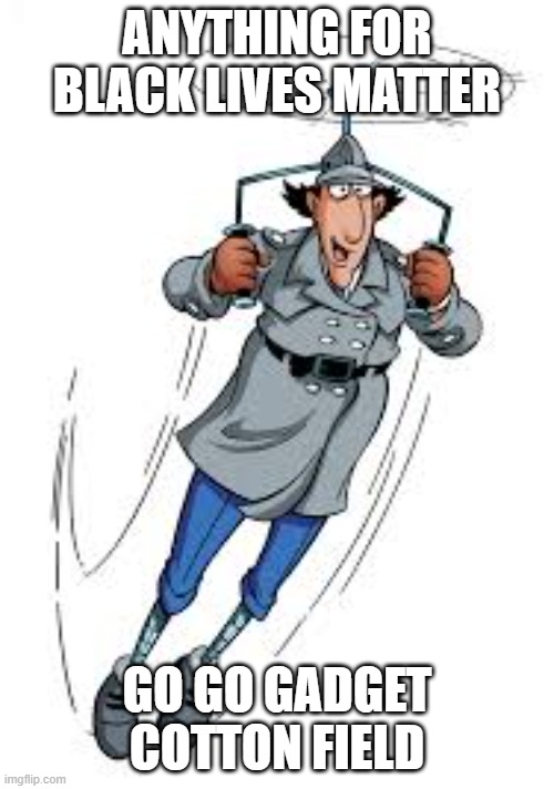 Inspector gadget  | ANYTHING FOR BLACK LIVES MATTER; GO GO GADGET COTTON FIELD | image tagged in inspector gadget | made w/ Imgflip meme maker