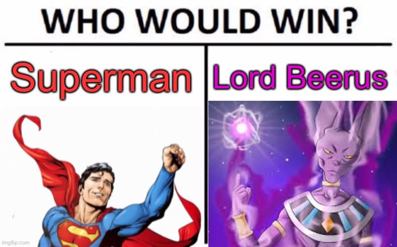 lmaooo | Superman; Lord Beerus | image tagged in memes,who would win | made w/ Imgflip meme maker