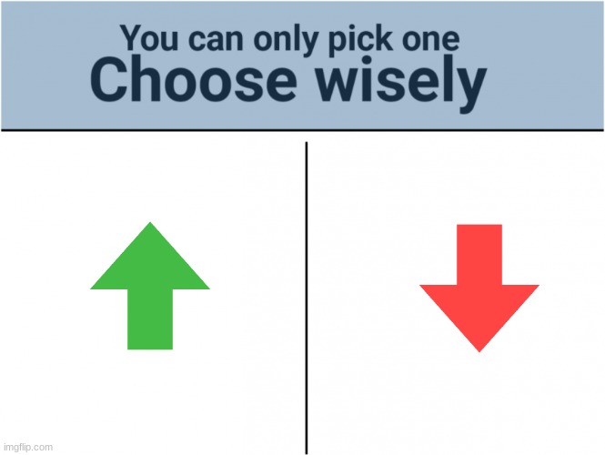 you can pick only one choose wisely | image tagged in you can pick only one choose wisely,upvotes,downvote,imgflip | made w/ Imgflip meme maker