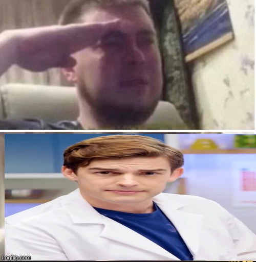 Crying salute | image tagged in crying salute,matpat | made w/ Imgflip meme maker