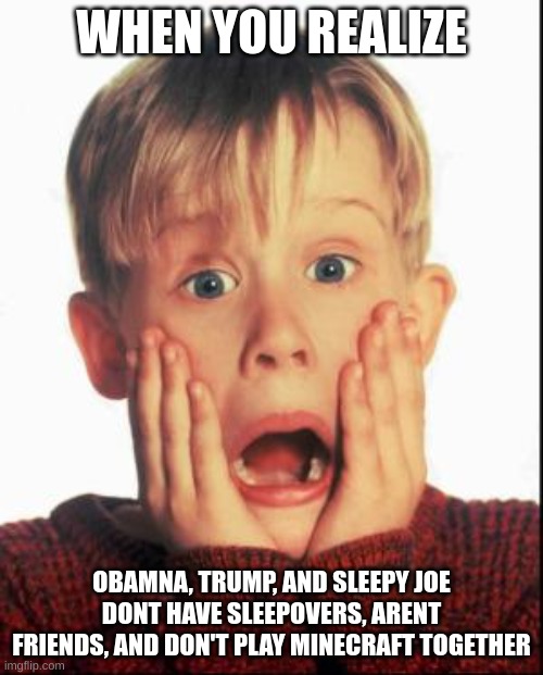 "Sleepy Joe! Take your dementia Pills" | WHEN YOU REALIZE; OBAMNA, TRUMP, AND SLEEPY JOE DONT HAVE SLEEPOVERS, ARENT FRIENDS, AND DON'T PLAY MINECRAFT TOGETHER | image tagged in politics,donald trump,joe biden,barack obama,ai presidents,shorts | made w/ Imgflip meme maker