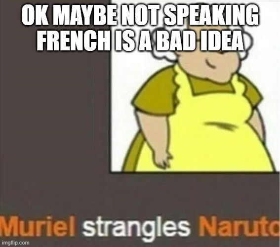 Haha die | OK MAYBE NOT SPEAKING FRENCH IS A BAD IDEA | image tagged in haha die | made w/ Imgflip meme maker