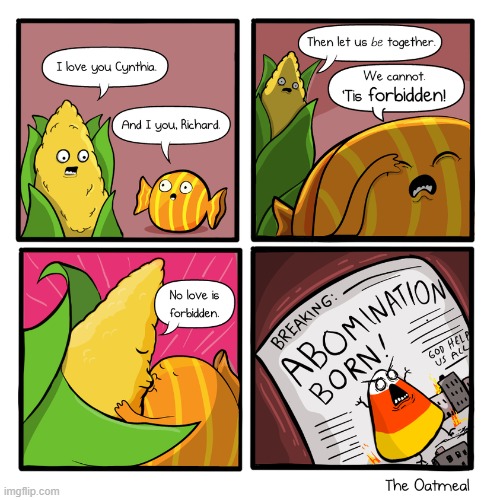 The Birth of Candy Corn | image tagged in vince vance,comics,memes,cartoons,candy corn | made w/ Imgflip meme maker