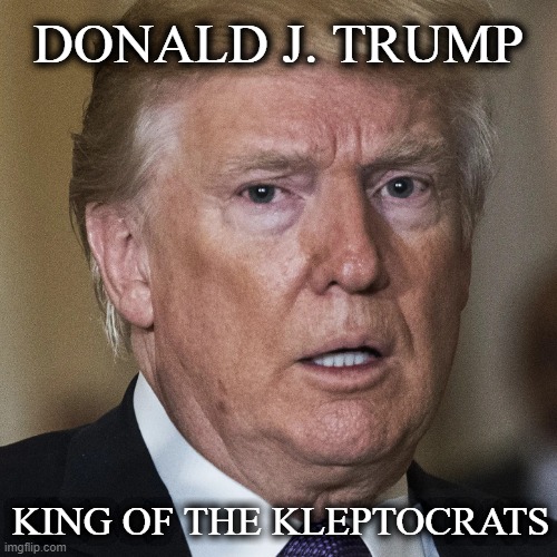 Donald J. Trump | DONALD J. TRUMP; KING OF THE KLEPTOCRATS | image tagged in donald j trump | made w/ Imgflip meme maker