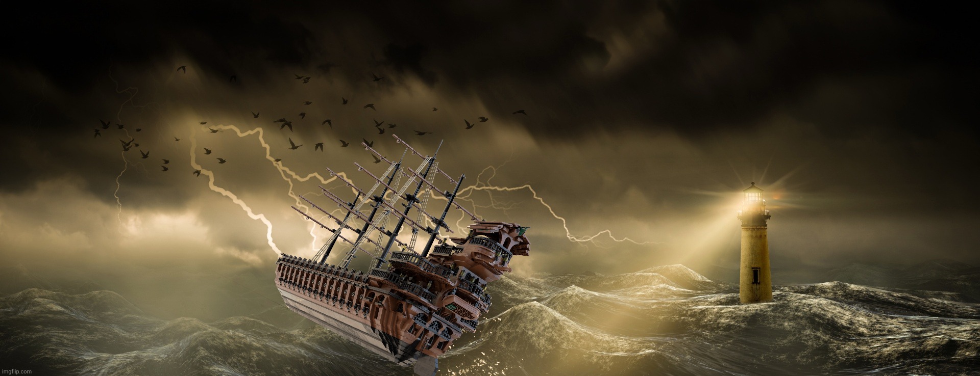 Lighthouse in Stormy Sea | image tagged in lighthouse in stormy sea | made w/ Imgflip meme maker