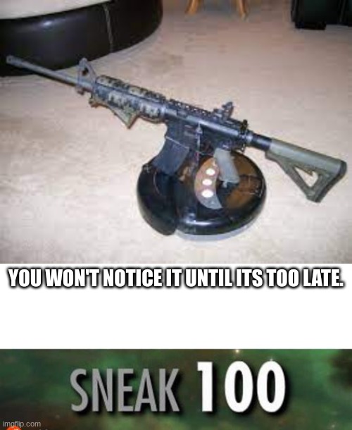 New Lethal idea for Warzone. | YOU WON'T NOTICE IT UNTIL ITS TOO LATE. | image tagged in stealth 100 skyrim,meme,gun roomba,lethal weapon | made w/ Imgflip meme maker