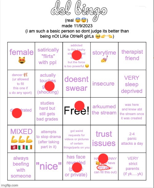 Ok so im not del | image tagged in del bingo real | made w/ Imgflip meme maker