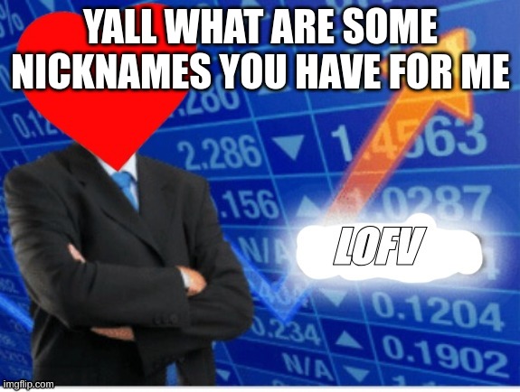 What are some nicknames yall have for my username | YALL WHAT ARE SOME NICKNAMES YOU HAVE FOR ME | image tagged in lofv meme,memes,lol,memer,lo | made w/ Imgflip meme maker