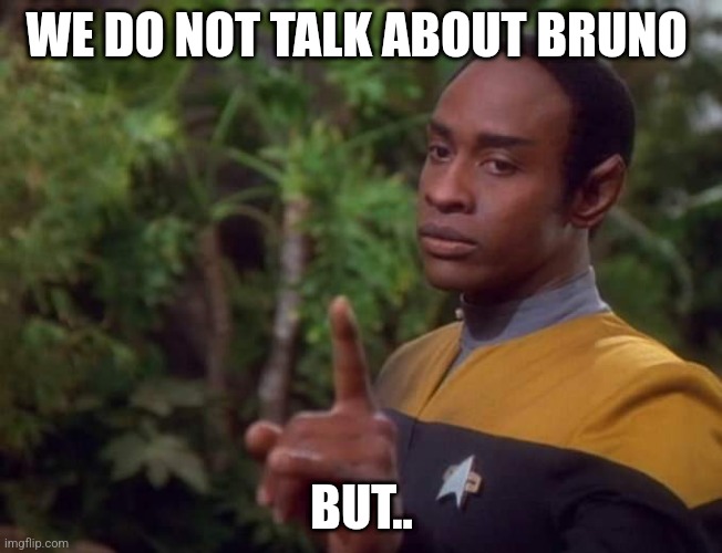Bruno | WE DO NOT TALK ABOUT BRUNO; BUT.. | image tagged in star trek voyager | made w/ Imgflip meme maker