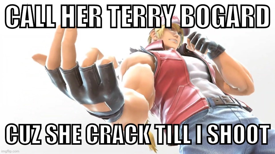 Terry Bogard Smash Ultimate | CALL HER TERRY BOGARD; CUZ SHE CRACK TILL I SHOOT | image tagged in terry bogard smash ultimate | made w/ Imgflip meme maker