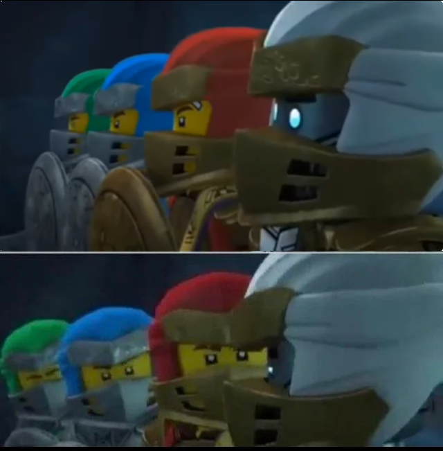 High Quality Ninjago all ninjas looking at zane Blank Meme Template