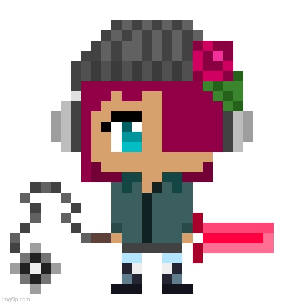 Humanized version of my OC xd (they didn’t have red hair or fox ear options :[ ) | made w/ Imgflip meme maker