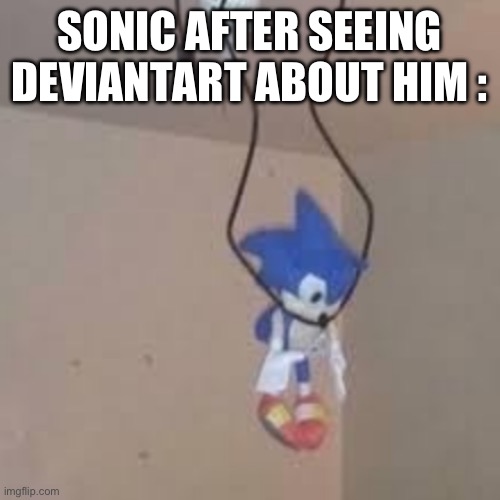 Don’t search for it | SONIC AFTER SEEING DEVIANTART ABOUT HIM : | image tagged in sonic suicide | made w/ Imgflip meme maker