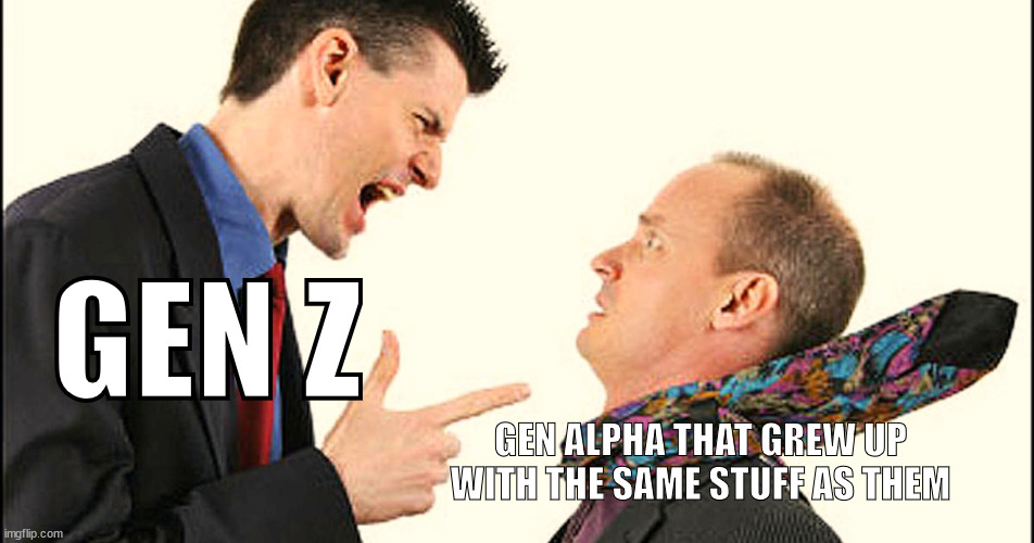 GEN Z; GEN ALPHA THAT GREW UP WITH THE SAME STUFF AS THEM | image tagged in memes | made w/ Imgflip meme maker