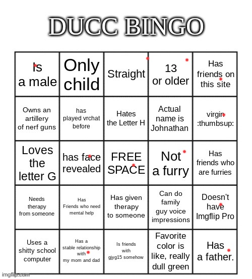 Updated | image tagged in ducc bingo | made w/ Imgflip meme maker