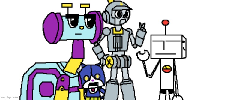 Left to right: Metaluke, Robonyan, Clembot, R. Suzuki | made w/ Imgflip meme maker