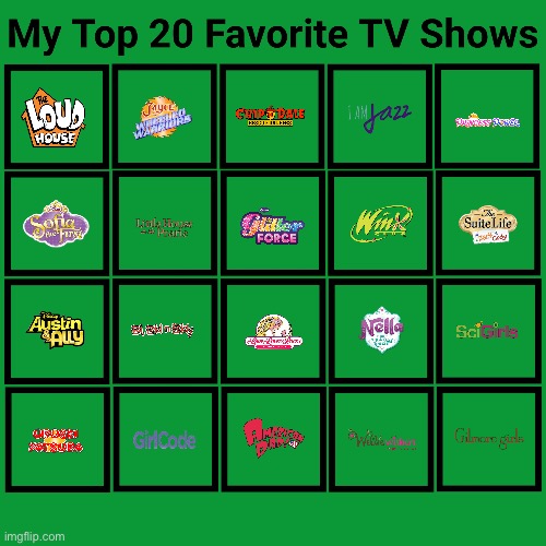 Brandon's Top 20 Favorite TV Shows | image tagged in the loud house,ed edd n eddy,tv show,disney,pbs kids,nickelodeon | made w/ Imgflip meme maker