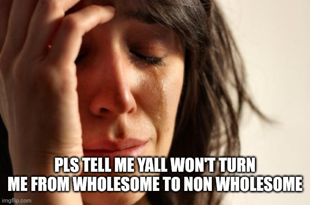 It's kinda what happened to Del (sry del) | PLS TELL ME YALL WON'T TURN ME FROM WHOLESOME TO NON WHOLESOME | image tagged in memes,first world problems | made w/ Imgflip meme maker