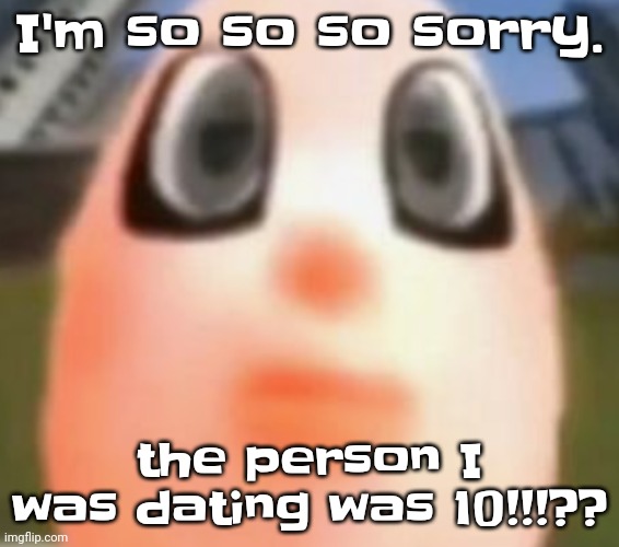 . | I'm so so so sorry. the person I was dating was 10!!!?? | image tagged in bridgette's stare | made w/ Imgflip meme maker