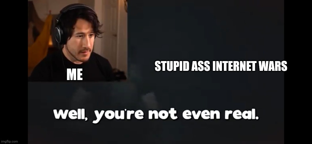 Markiplier: Well, you’re not even real | STUPID ASS INTERNET WARS; ME | image tagged in markiplier well you re not even real | made w/ Imgflip meme maker