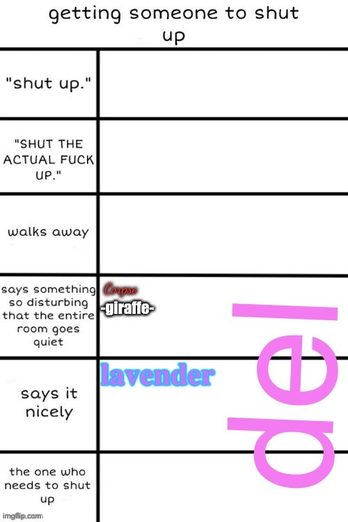 DEL IM NOT SKIPPING U | lavender | made w/ Imgflip meme maker