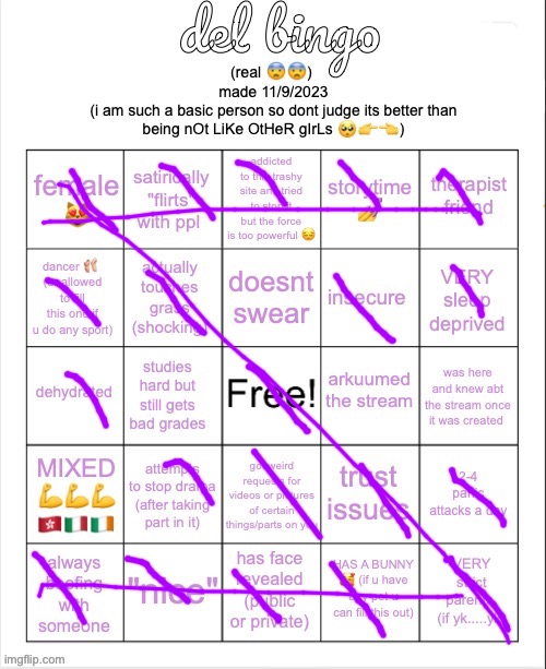 guess im del | image tagged in del bingo real | made w/ Imgflip meme maker