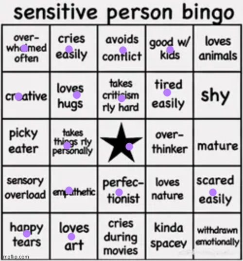 chat i think im a sensitive person | image tagged in sensitive person bingo | made w/ Imgflip meme maker