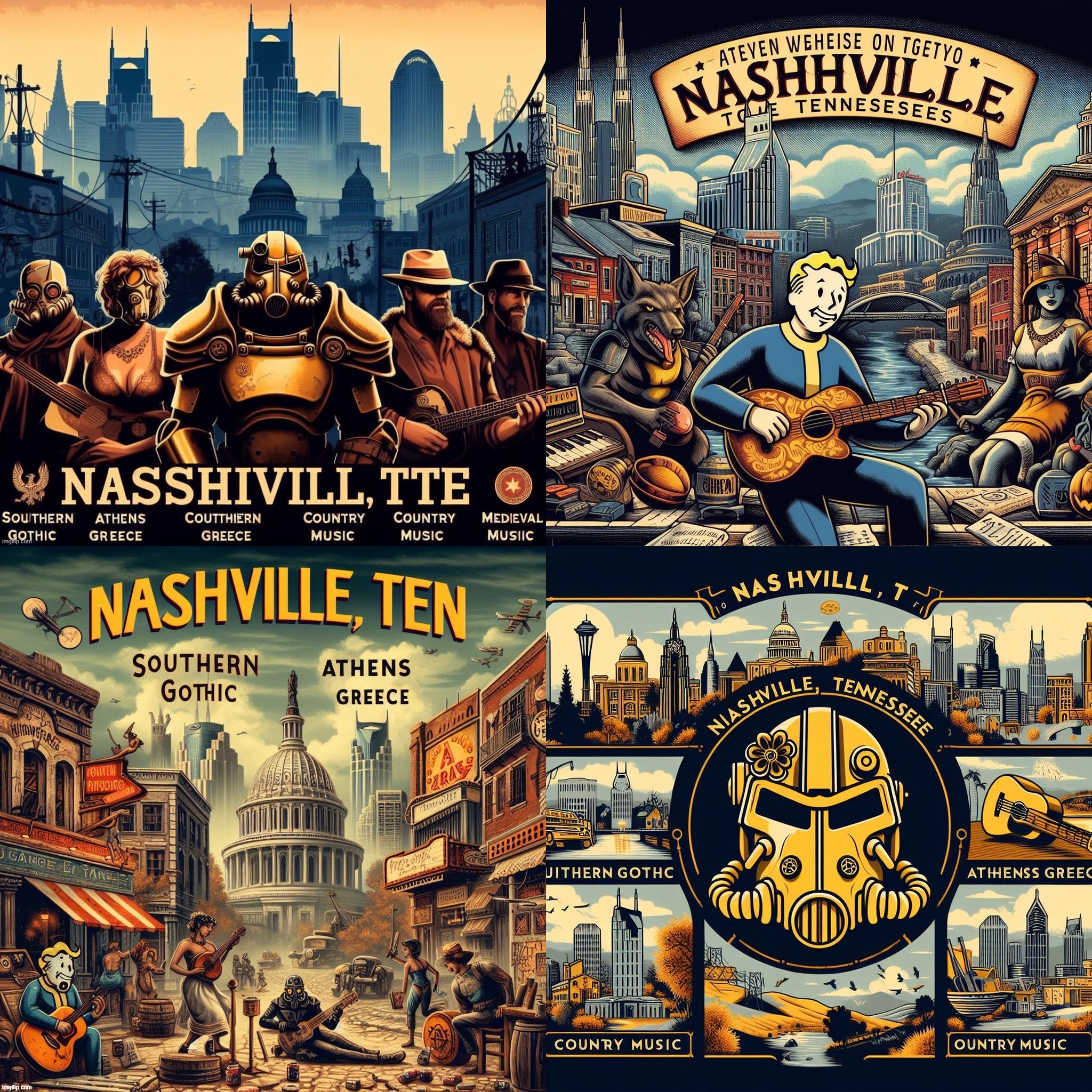 Ai Fallout Nash Vegas: If FO was in the "Athens of the South". Greek & Country! Post Apocalyptic Southern Gothic Byzantine | image tagged in ai generated,fallout,greek,country,southern gothic,byzantine | made w/ Imgflip meme maker
