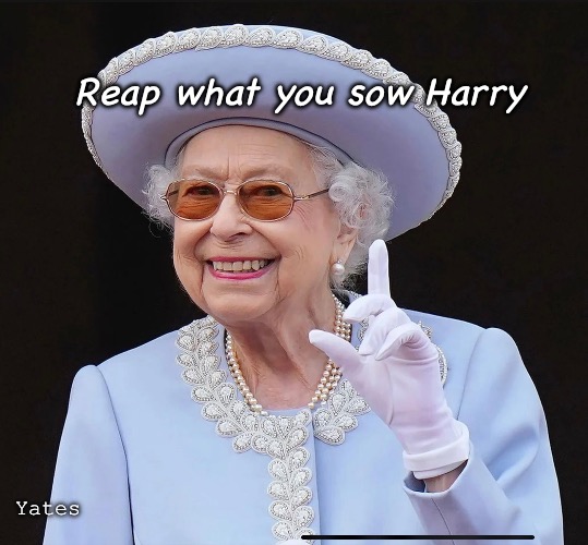 Royal Outcast | Reap what you sow Harry; Yates | image tagged in outcast,royal outcast,harry outcast | made w/ Imgflip meme maker