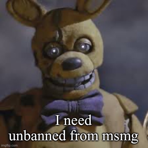 Springbonnie | I need unbanned from msmg | image tagged in springbonnie | made w/ Imgflip meme maker