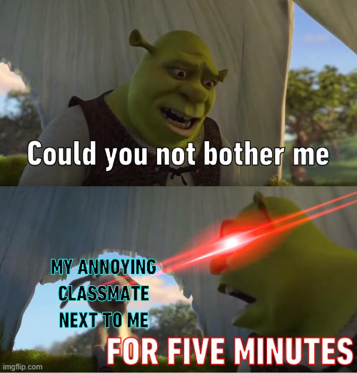 please stop, i have no idea why you're trying to annoy me while im doing work | image tagged in shrek for five minutes | made w/ Imgflip meme maker