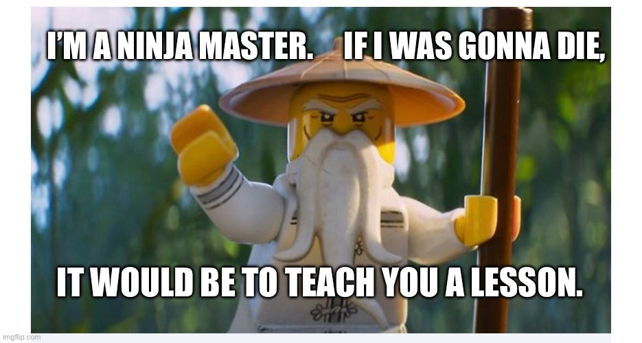 Master Wu | I’M A NINJA MASTER.     IF I WAS GONNA DIE, IT WOULD BE TO TEACH YOU A LESSON. | made w/ Imgflip meme maker