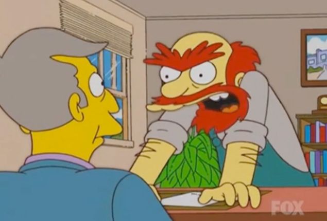 High Quality Simpsons - Groundskeeper Willie - scottish guy - yelling Blank Meme Template