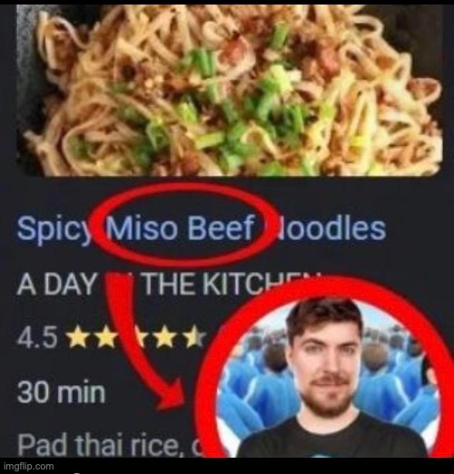miso beef | image tagged in mr beast | made w/ Imgflip meme maker