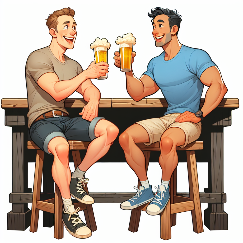 Two muscular guys drinking beer Blank Meme Template