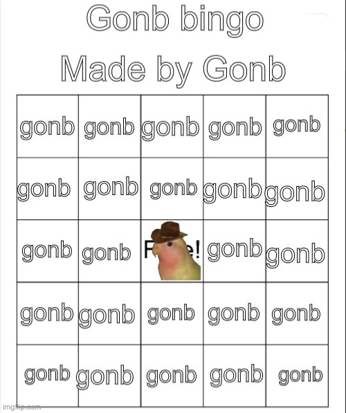 Gonb bingo | image tagged in gonb bingo | made w/ Imgflip meme maker