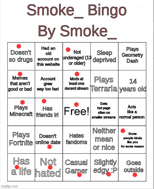 Smoke_ Bingo | image tagged in smoke_ bingo | made w/ Imgflip meme maker