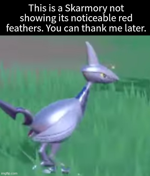 Who's that Pokemon? | This is a Skarmory not showing its noticeable red feathers. You can thank me later. | image tagged in pokemon,memes,video games,funny,pokemon scarlet and violet | made w/ Imgflip meme maker