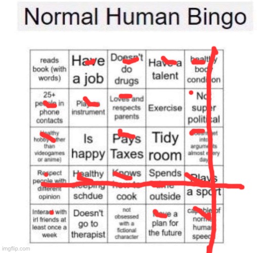 Two bingos is decently normal | image tagged in normal human bingo | made w/ Imgflip meme maker