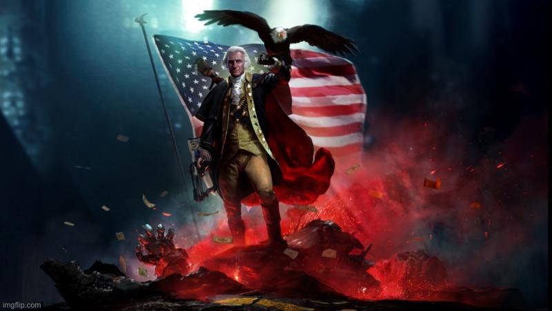 George Washington with a machine gun | image tagged in george washington with a machine gun | made w/ Imgflip meme maker