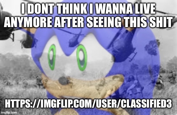 look only if brave | I DONT THINK I WANNA LIVE ANYMORE AFTER SEEING THIS SHIT; HTTPS://IMGFLIP.COM/USER/CLASSIFIED3 | image tagged in scared sonic | made w/ Imgflip meme maker