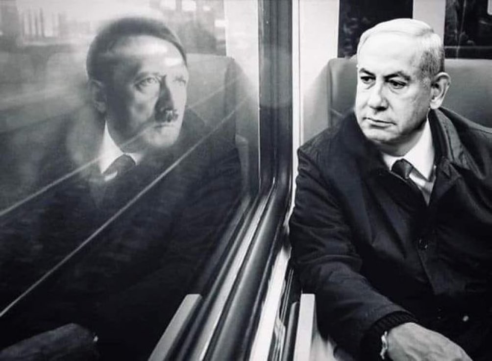 High Quality Netanyahu Hitler Train Mirror Blank Meme Template